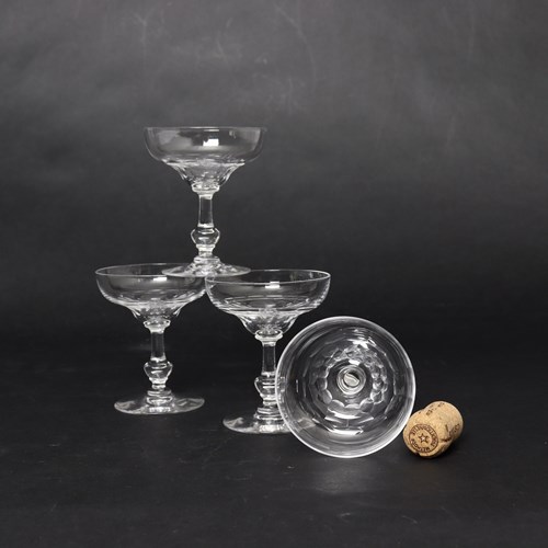 Four Good Quality French Crystal Champagne Coupes