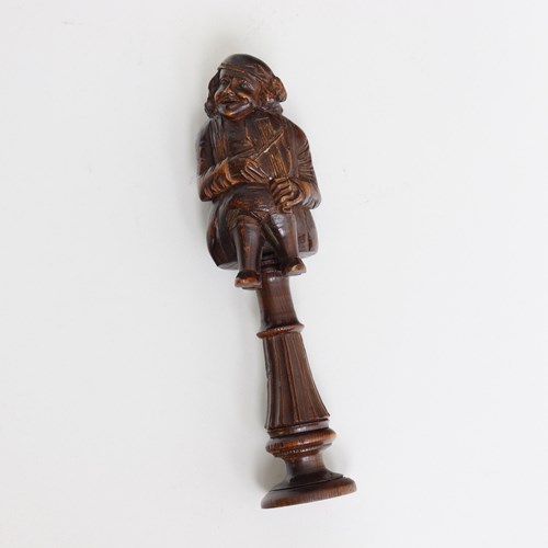 Unusual Wooden Nutcracker Carved With A Fiddler