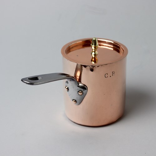 French Copper Bain Marie Pan Engraved With Initials