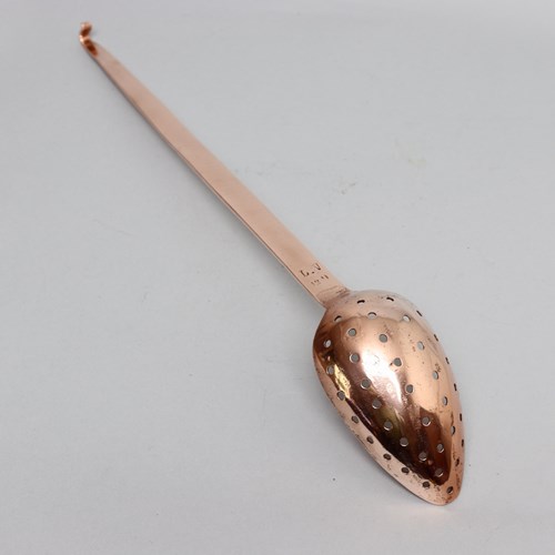 Long Handled French Copper Straining Spoon