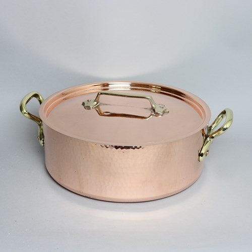 Large French Copper Casserole By Villedieu