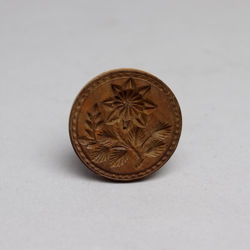 Very Small Butter Print Carved With A Flower
