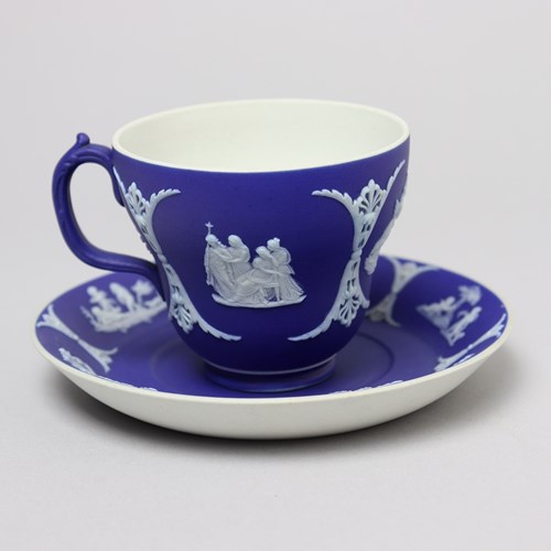 Wedgwood Dark Blue Jasper Cup And Saucer