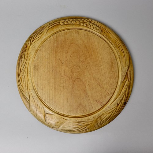 Beechwood Breadboard Carved With Wheat And Barley