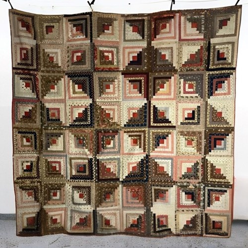 19Th Century American Log Cabin, Courthouse Steps Quilt