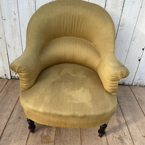 French Antique Tub Chair For Re-Upholstery