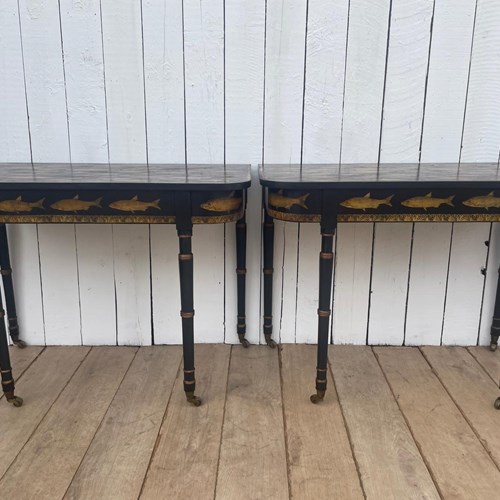 Pair Of Decorated Console Tables