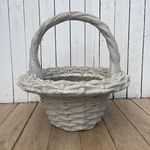 French Stone Basket Planter