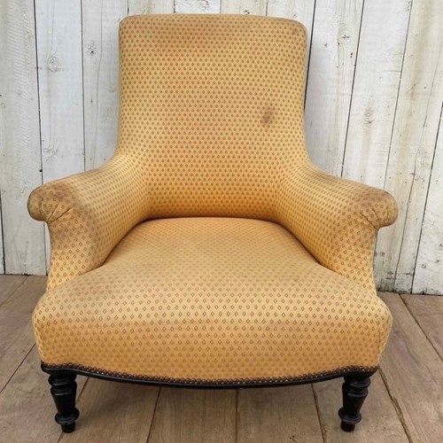 Antique Napoleon III Armchair For Re-Upholstery