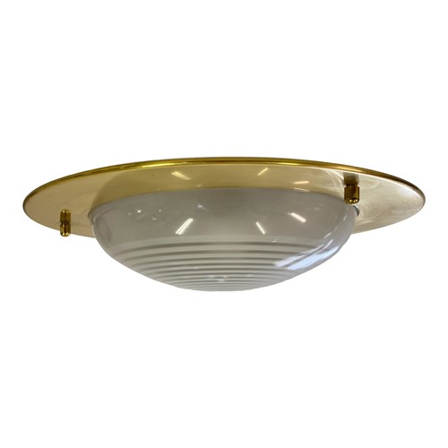 1970S Brass And Glass Ceiling Mounted Light