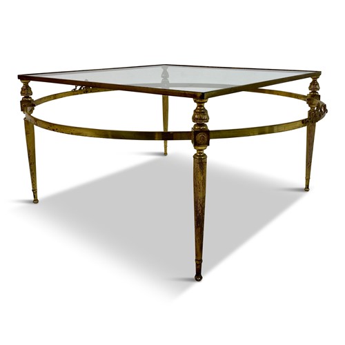 Vintage 1970s Two Tiered Brass Coffee Table