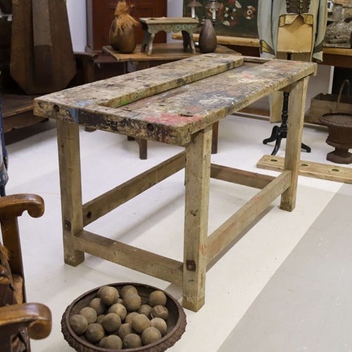Vintage Carpenters Workbench Suitable As A Fabulous Console Table