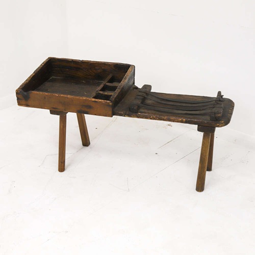Unusual Rare 19Th C Primitive Folk Art Cobblers Bench