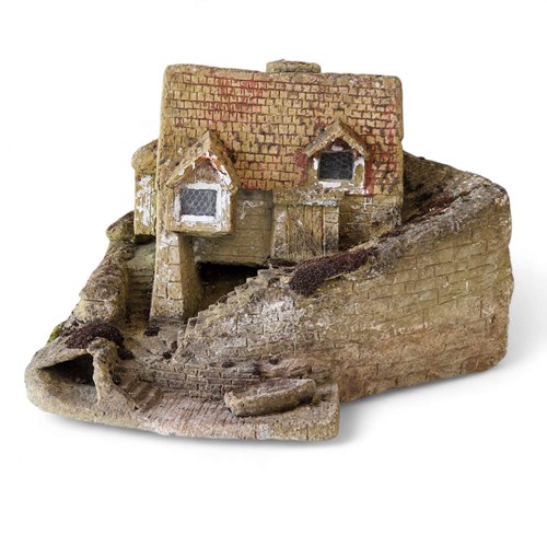 A Great Folkart Model Of A Fisherman Cottage And Quayside 