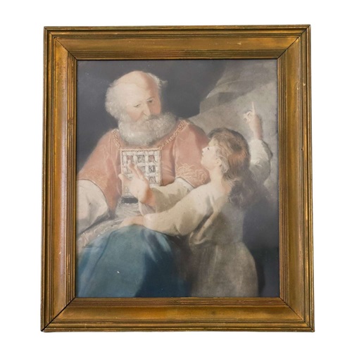 Early 20Th C Muted Colour Print Of A Bishop With A Child