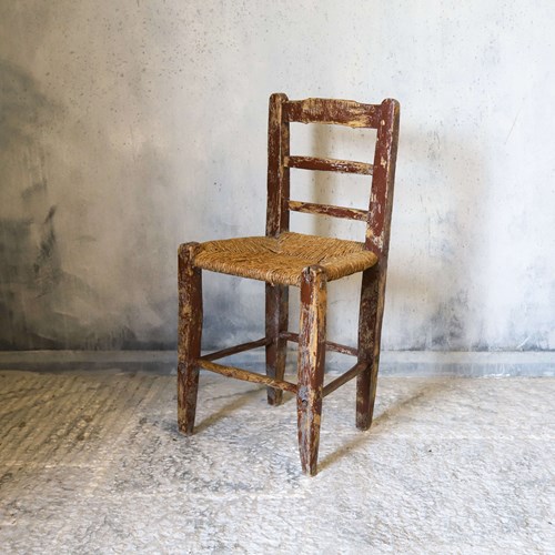 Fine Early 19Th C Irish Sugan Chair With Layers Of Old Original Paint 