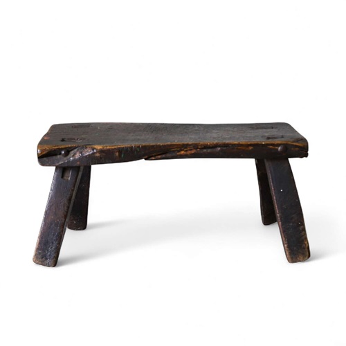 Wonderful Early 19Th C Small Oak Work / Pig Bench
