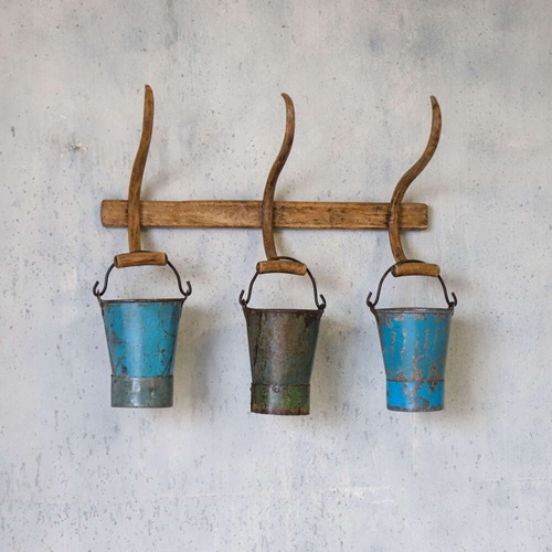A Wonderful Set Of Three Vintage Tin Buckets