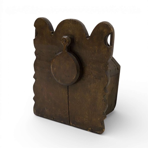  17Th/18Th C British Oak Salt Box With Original Iron Hardware & Red Paint Traces