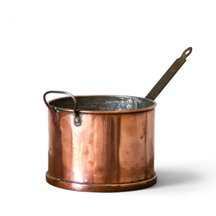 19Th C Hand Beaten Heavy Copper Sau...