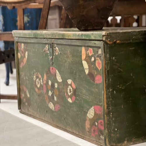 Fantastic 19Th C Hand Painted Romanian Marriage Chest