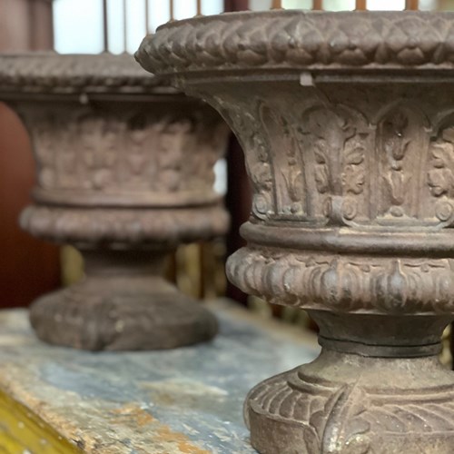 A Great Pair Of English Cast Iron Urns