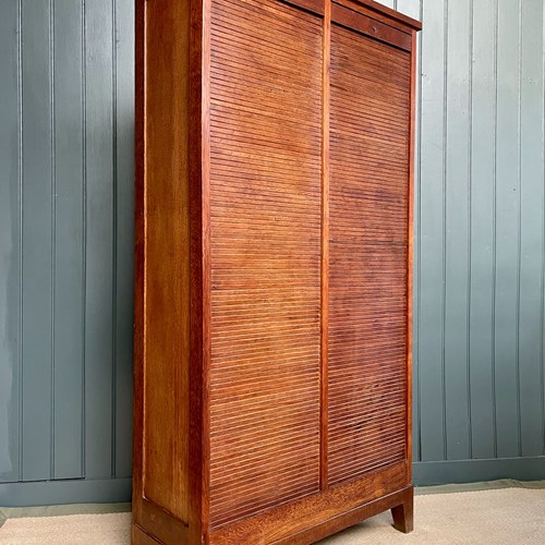 French Oak Tambour Cabinet