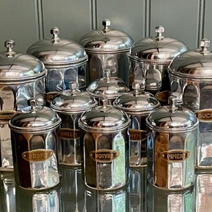 Set Of French Chrome Storage Tins