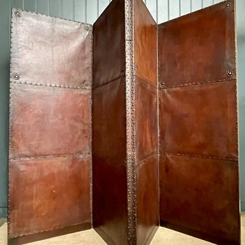 Antique Leather 4-Fold Screen