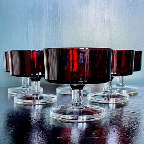 Set Of Six Glass Dessert Bowls
