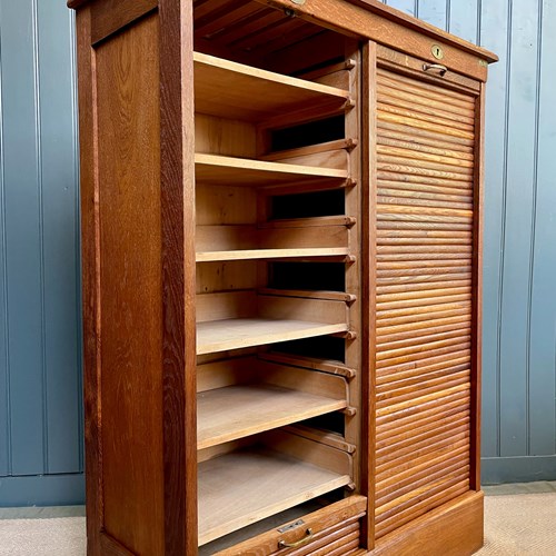 Oak Tambour Cabinet