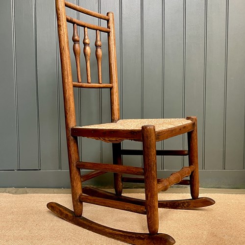 English Rush-Seated Rocking Chair