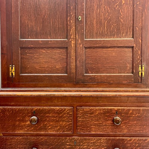 English Oak 19C Cupboard On Chest