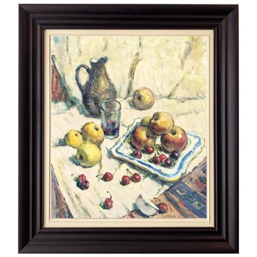 1933, French Oil Painting, 'Apples And Cherries.'