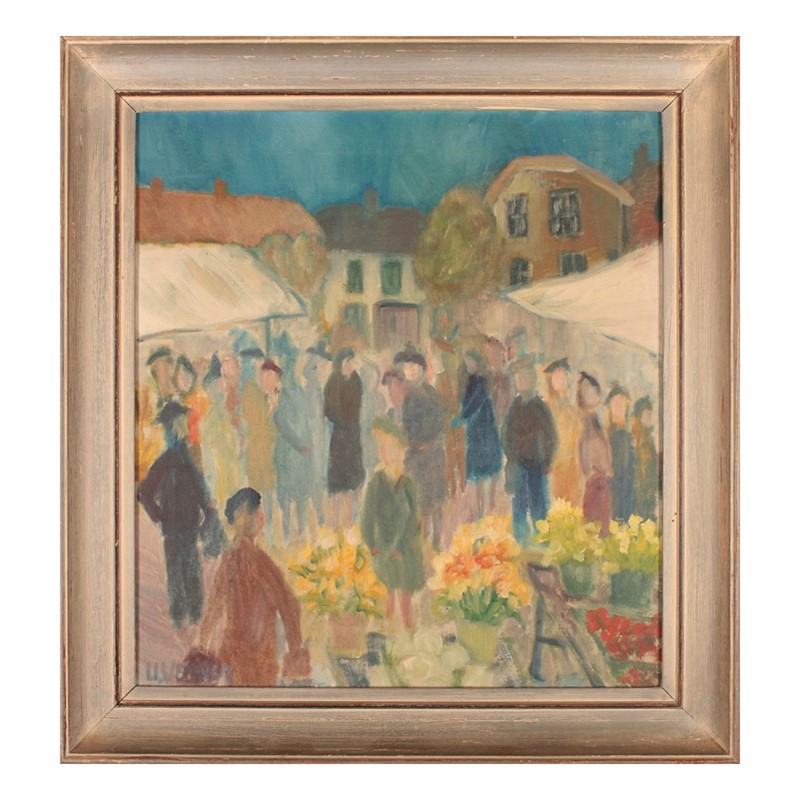 1950's, Swedish Oil Painting, 'Flower Market'-barnstar-flower-market-1-main-637563337466697698.jpg