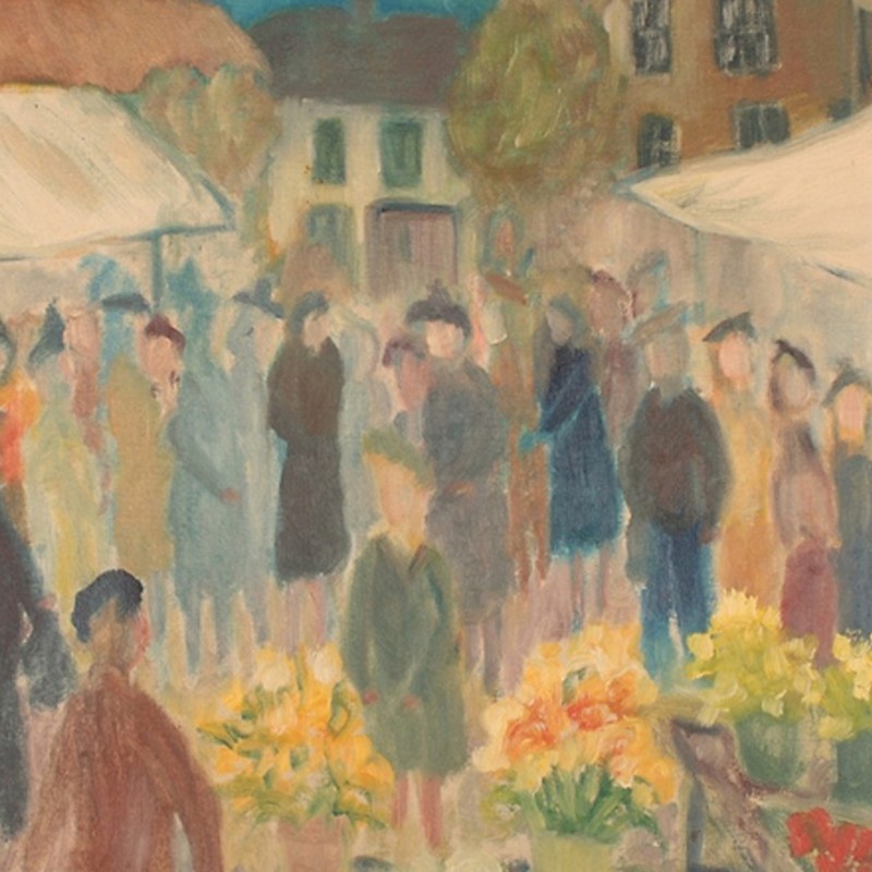 1950's, Swedish Oil Painting, 'Flower Market'-barnstar-flower-market-2-main-637563337976852040.jpg