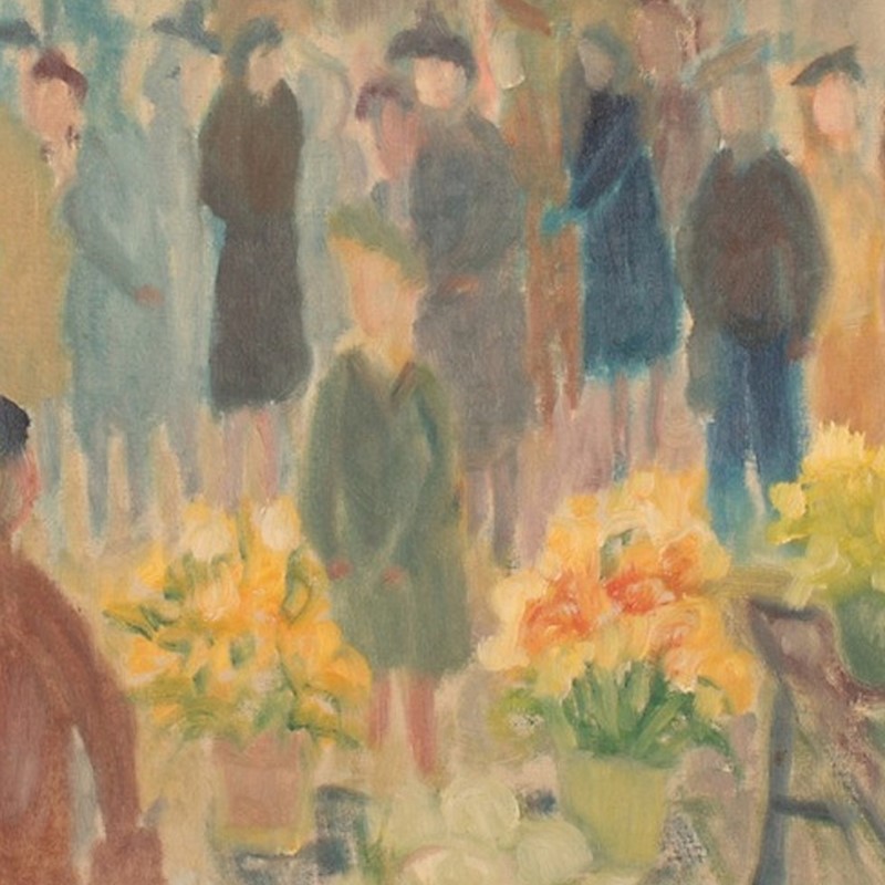 1950'S, Swedish Oil Painting, 'Flower Market'-barnstar-flower-market-4-main-637563337984663815.jpg