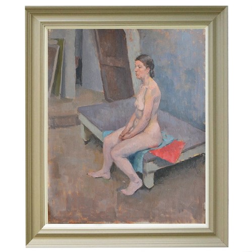 'Nude Sitting On A Red Cloth,' Philippa Romer