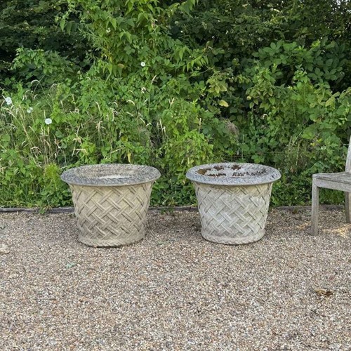 Pair of Large Lattice Planters