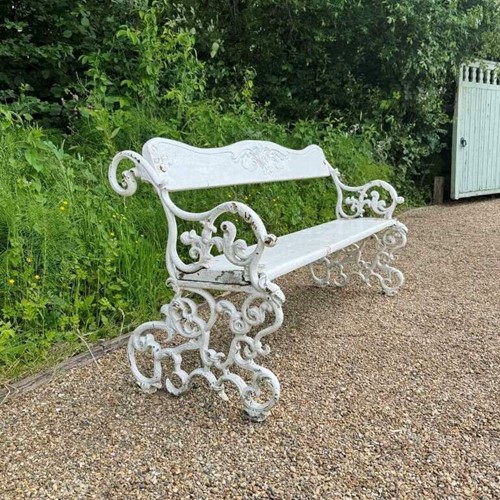 Antique Cast Iron and Teak Botanical Bench