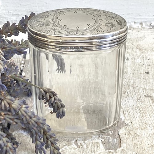 Antique Dressing Table Pot With Sterling Silver Lid