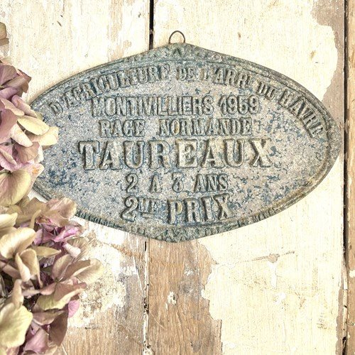 Vintage French Agricultural Award Plaque