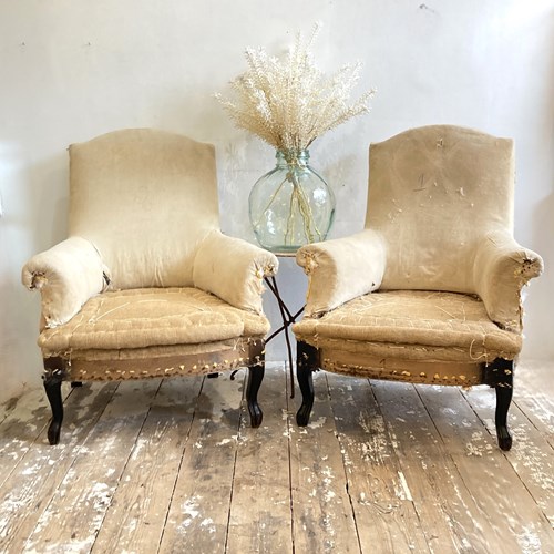 Pair Of Antique French Napoleon III Armchairs