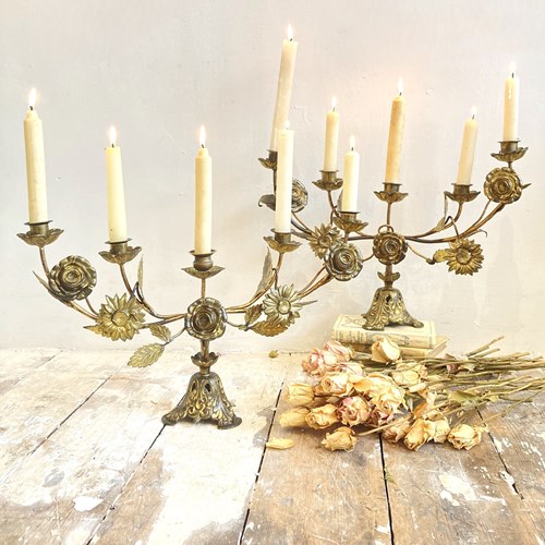 Pair Of Antique French Ecclesiastic Candelabra 