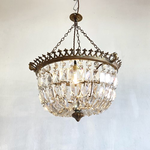 Antique Crystal Basket Chandelier