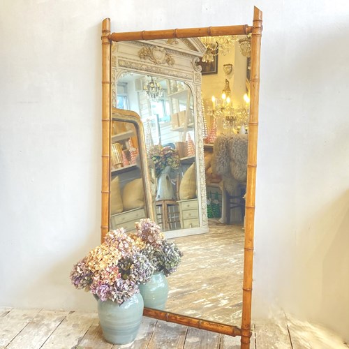 Large Antique Faux Bamboo Mirror