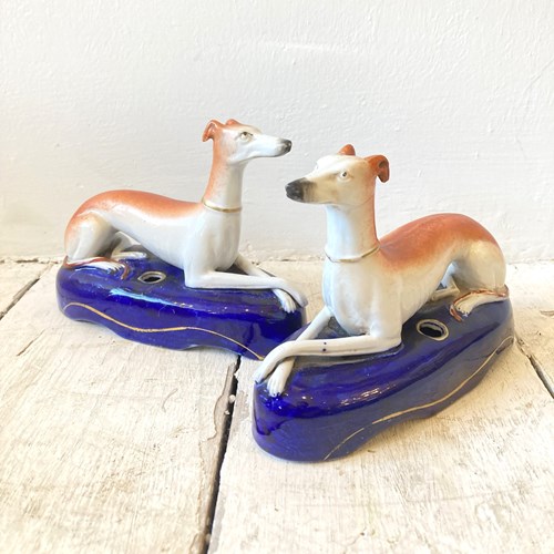 Pr - Victorian Staffordshire Greyhound Pen Stands