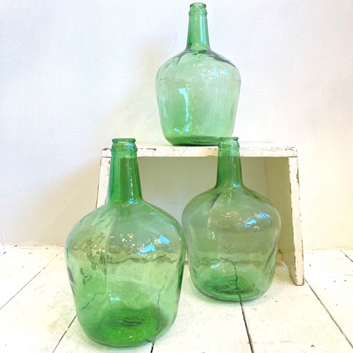 Little Green Glass Demijohns