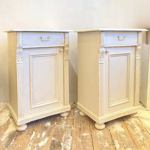 Painted Pair Of Victorian Pine Bedside Cabinets