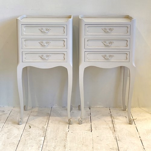 Pair Of Painted Vintage French Bedside Cabinets